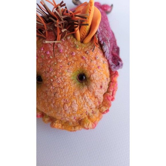 Unique OOAK Toy Alien Orange Snail SemiLy Lapatamelly Galaxy Handmade Silk Wool - Picture 2 of 15